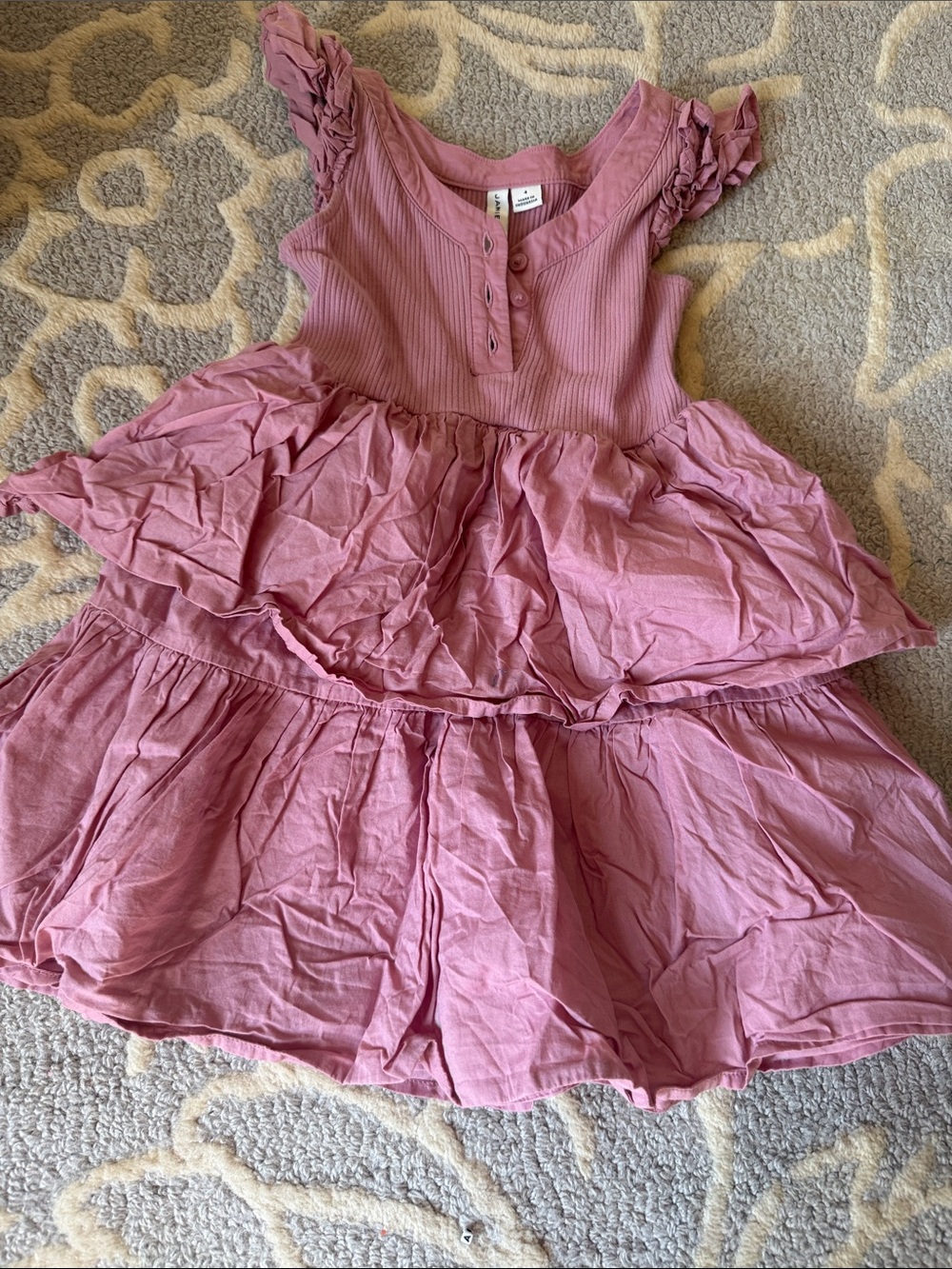 Janie and Jack Rusty pink Tiered Ruffle Dress
